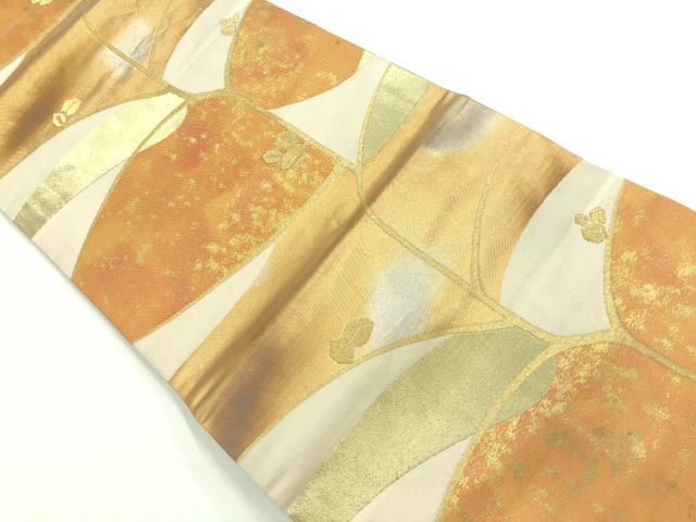 リサイクル　葉模様織出し名古屋帯